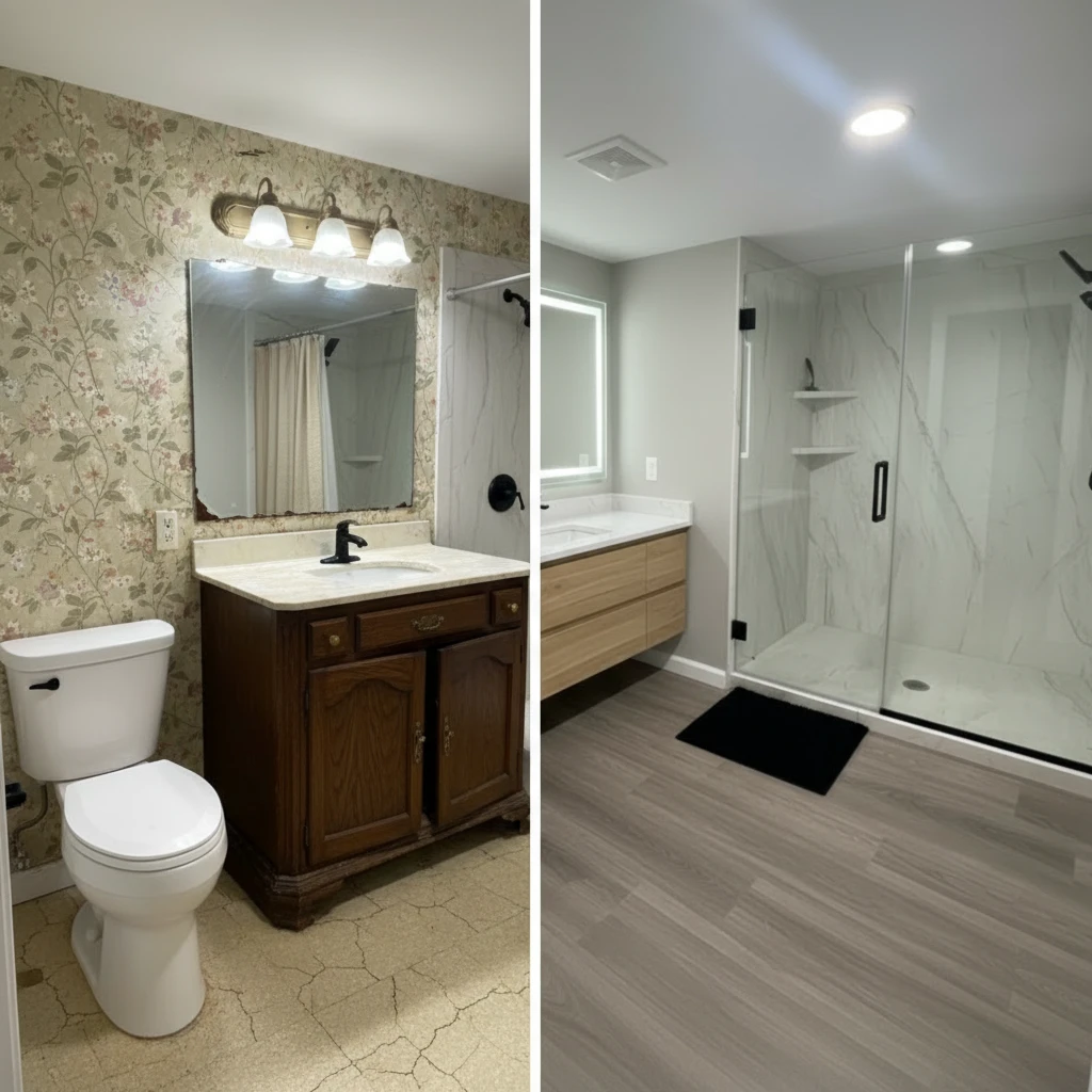 Bathroom remodel before and after in Cleveland, OH